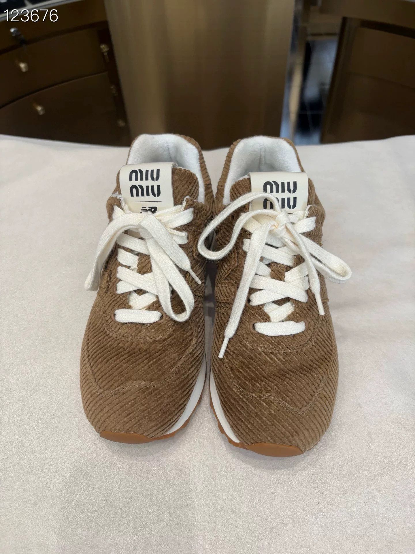 Miu Miu Miumiu New Balance 574 Striped Corduroy Sneakers Size US 4.5 / IT 34.5 - 1 Thumbnail