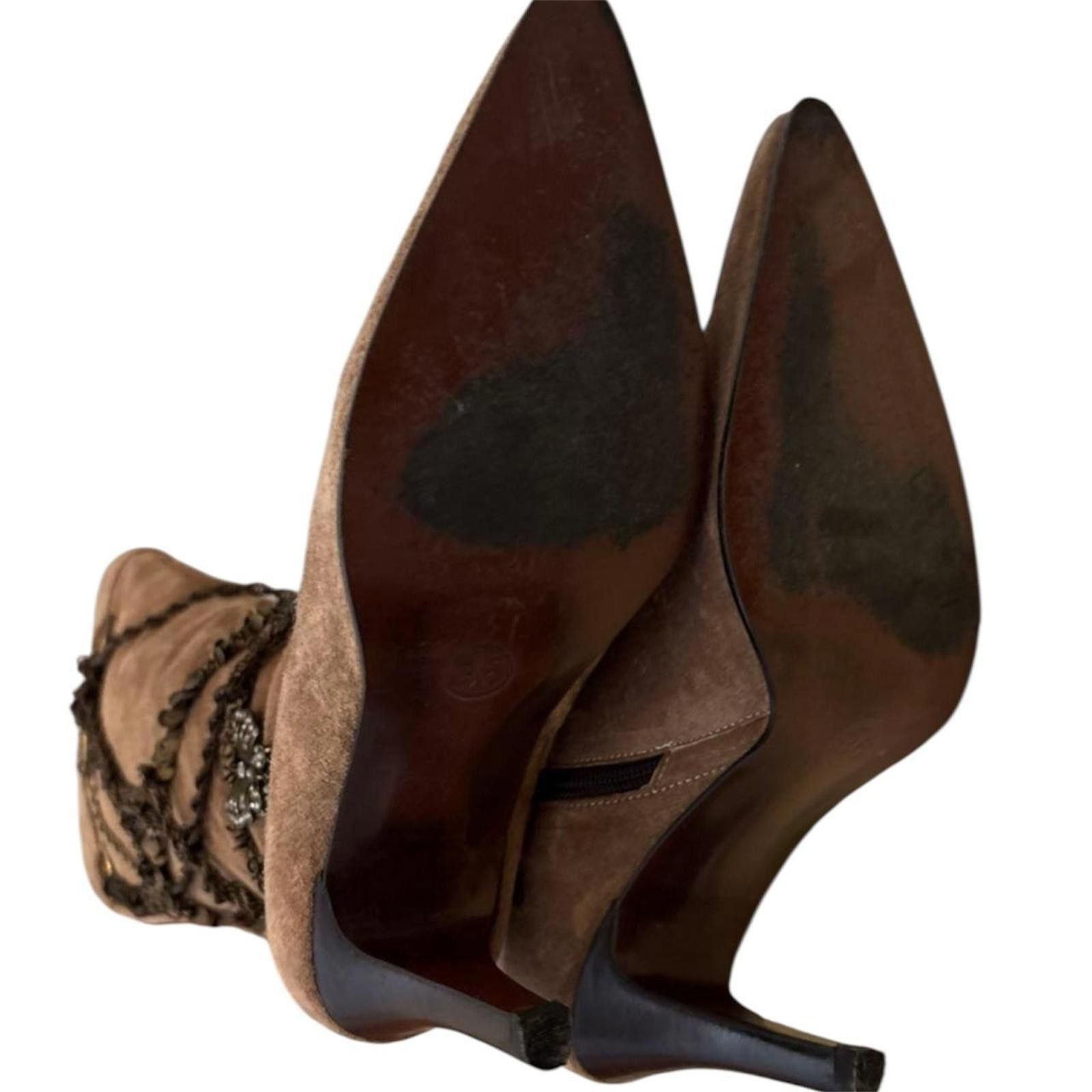Other Real suede fairy grunge long 2000s style brown winter boots Size US 6 / IT 36 - 6 Thumbnail