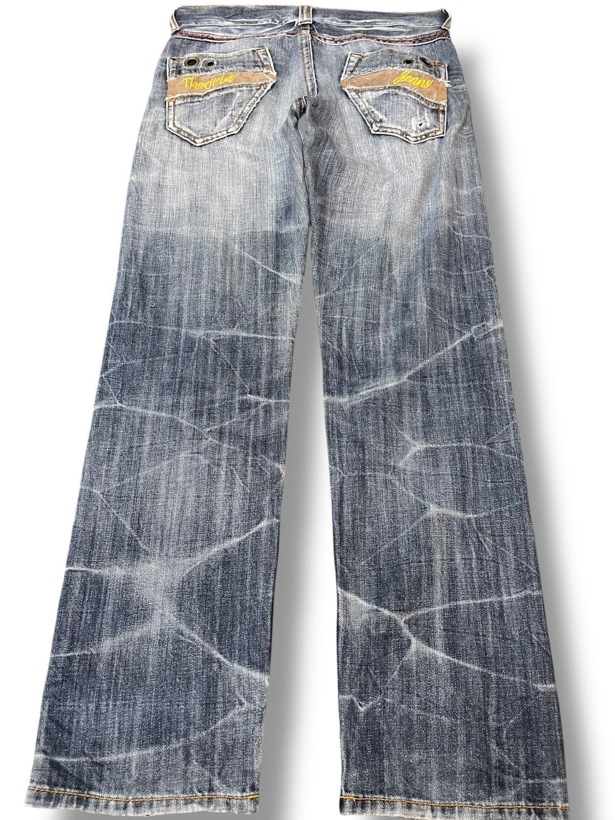 Japanese Brand Vintage Theoria Whiskers Honeycomb Distressed Denim Size US 31 - 5 Thumbnail