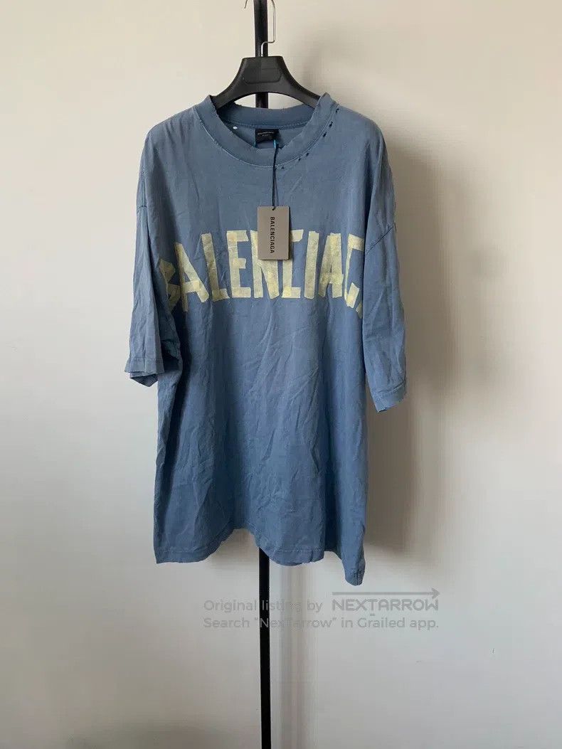 Balenciaga Balenciaga Tape Letter Logo Printed Round Neck Short Sleev Size US XL / EU 56 / 4 - 1 Thumbnail
