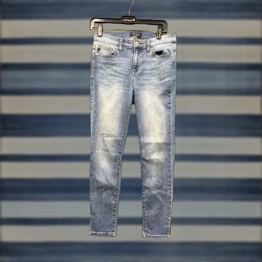Denime Judy Blue Jeans Womens 7/28 Blue Skinny Fit Stretch Denim Slit Cuff JB8278MD Jeans Size 28 Blue Slim 5-Pocket Womens Regular Winter Summer Spring Fall Size 28" / US 6 / IT 42 - 1 Thumbnail