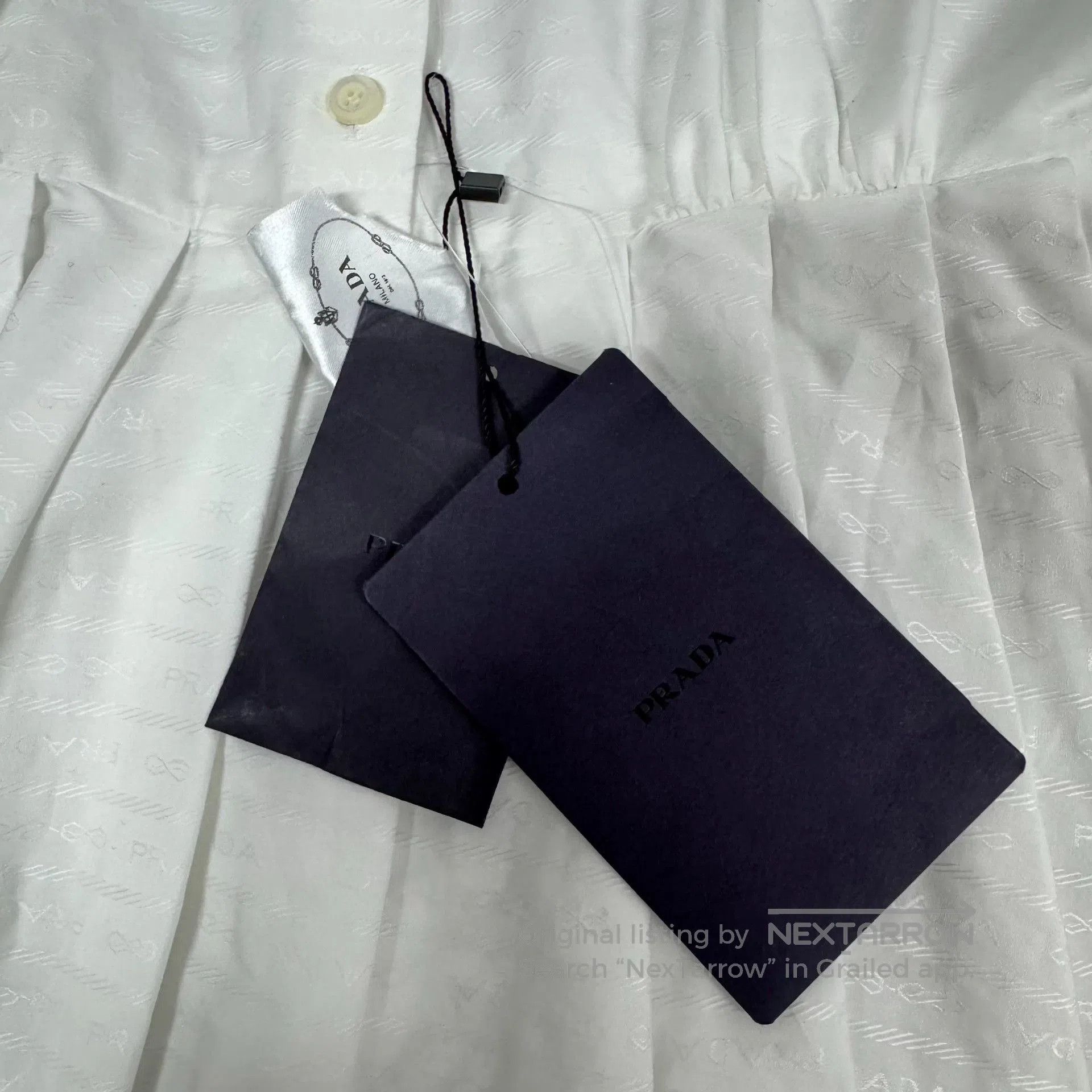 Prada Prada White Shirt Dress with Embossed Print. Size S / US 4 / IT 40 - 4 Thumbnail