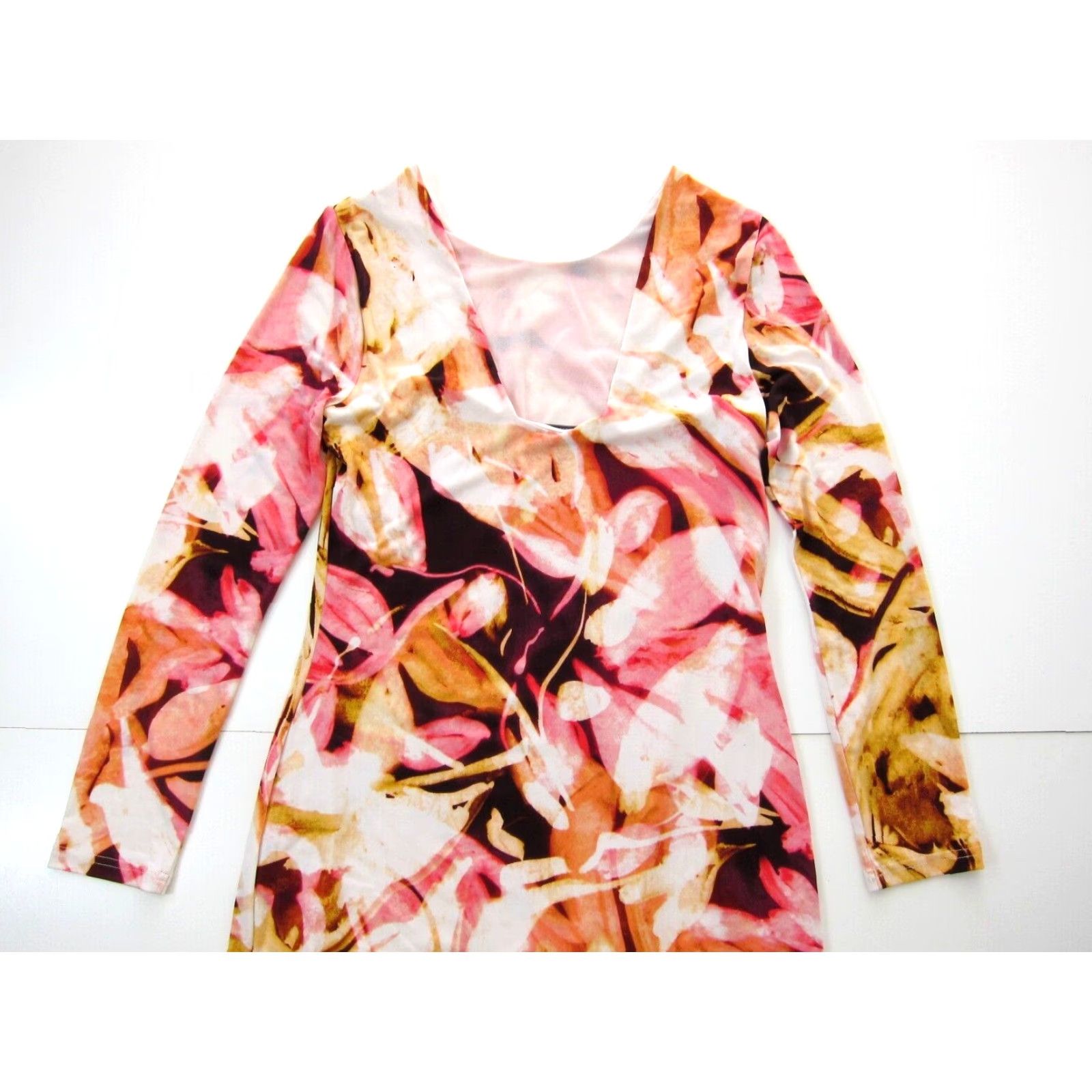 Pinko Jennifer Lopez Pink Floral Stretch Long Sleeve Low Back Sheath Dress L Size L / US 10 / IT 46 - 5 Thumbnail