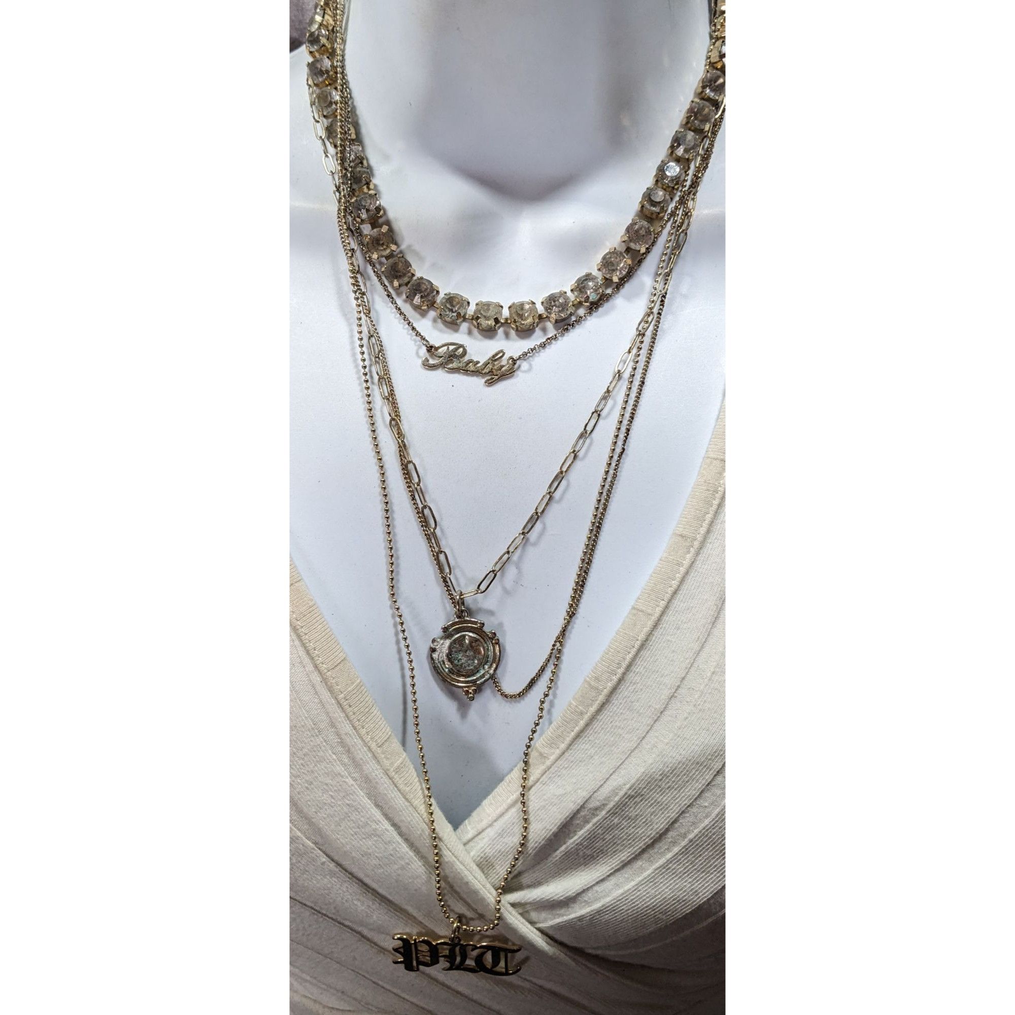 Other Layered Glam Rhinestone Chain And Charm Necklace Size ONE SIZE - 4 Thumbnail