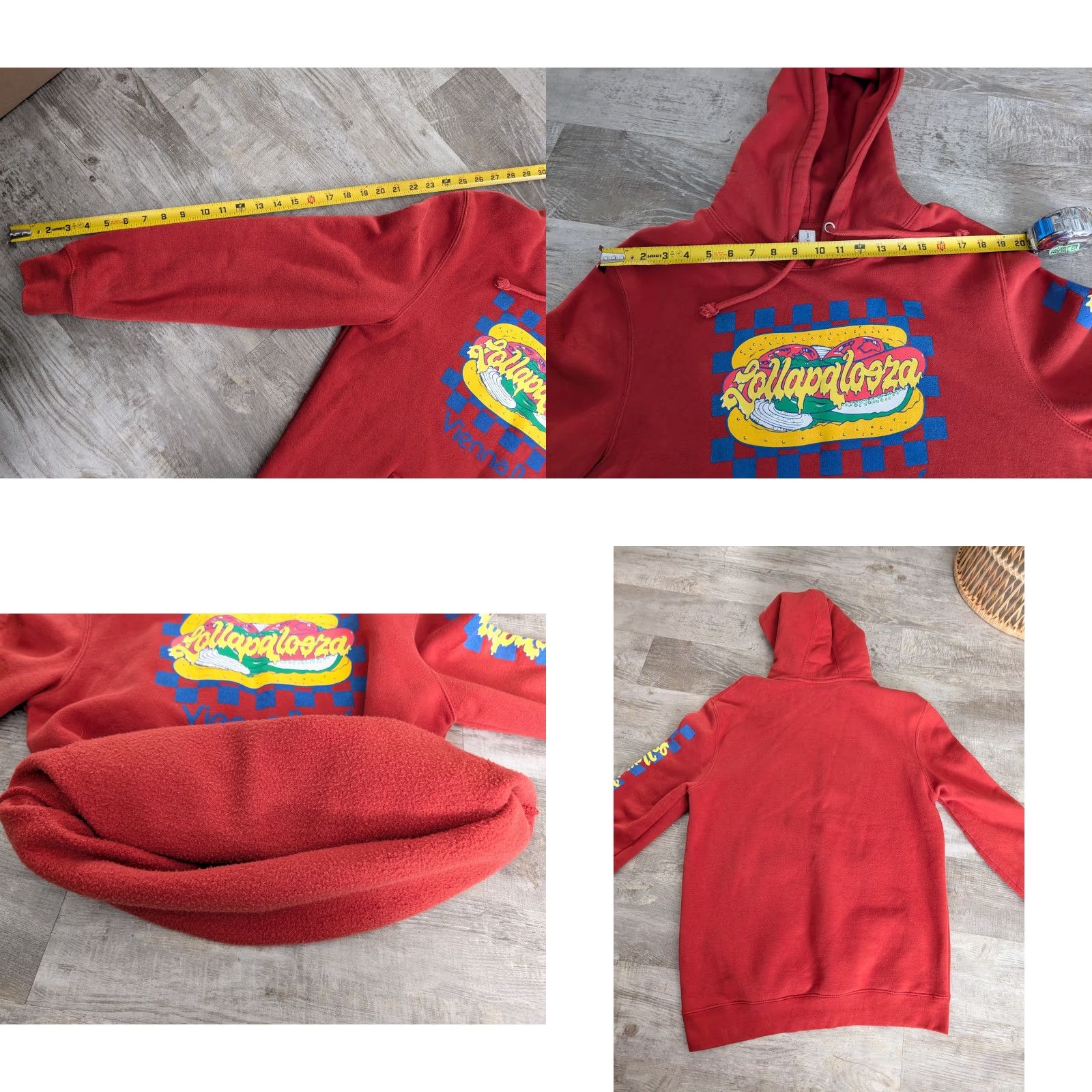 Vintage VINTAGE Lollapalooza Vienna Beef Hoodie Mens Medium Hooded Sweatshirt Brick Red Chicago Size US M / EU 48-50 / 2 - 9 Thumbnail
