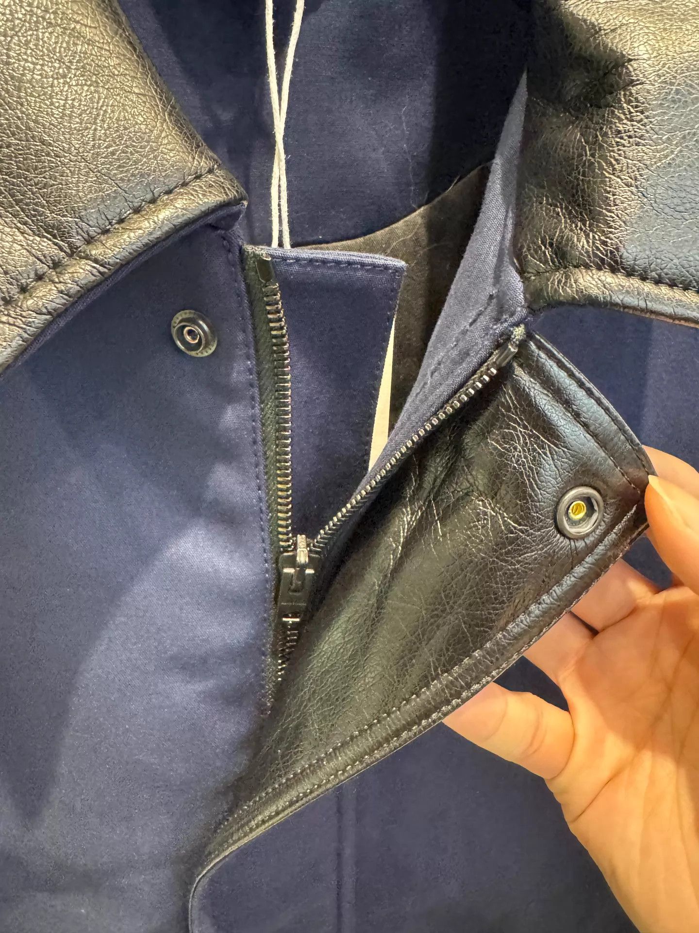 Acne Studios Acne Studios 25FW Navy Leather Collar Work Jkt 50 Size US M / EU 48-50 / 2 - 4 Thumbnail