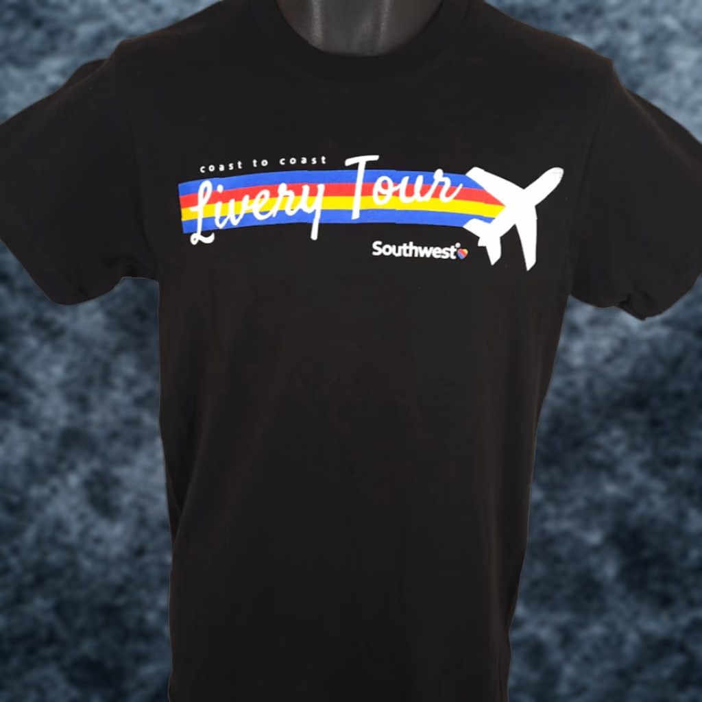 Southwestern Airlines T Shirt Mens Size Small Black Livery Tour 1971 To 2018
