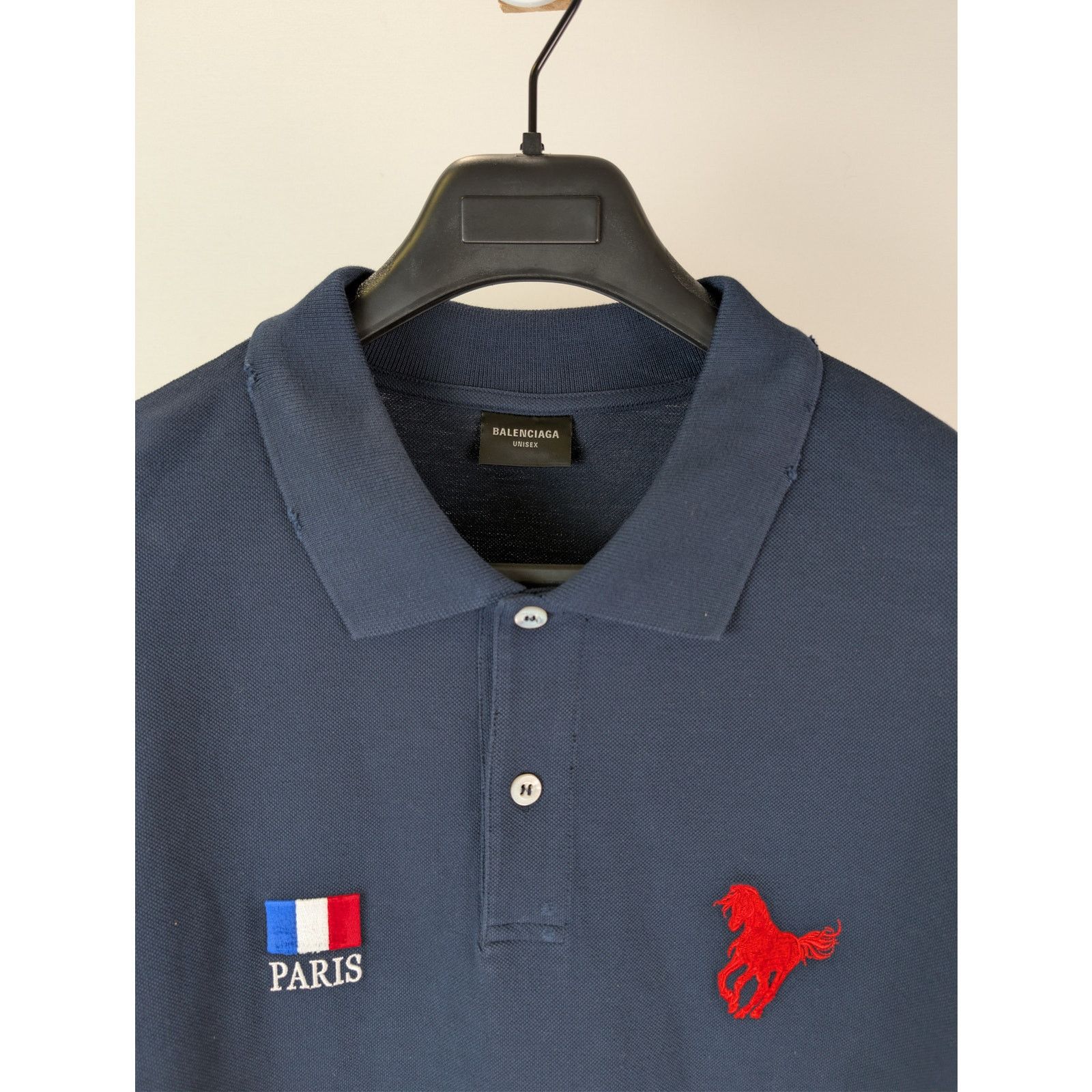 Balenciaga o1rshd1 Q:2 / Oversized Cotton Pique Polo Shirt in Navy Blue Size US XL / EU 56 / 4 - 7 Thumbnail
