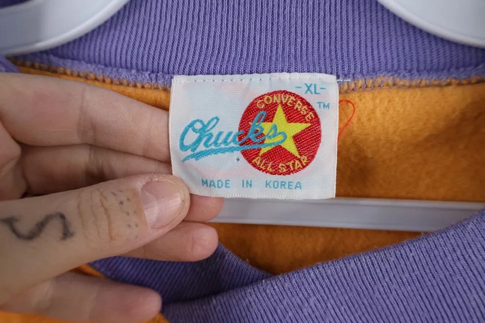 Converse × Vintage Vintage 80s 90s Converse Block Chucks Sweatshirt Orange Size XL / US 12-14 / IT 48-50 - 6 Thumbnail