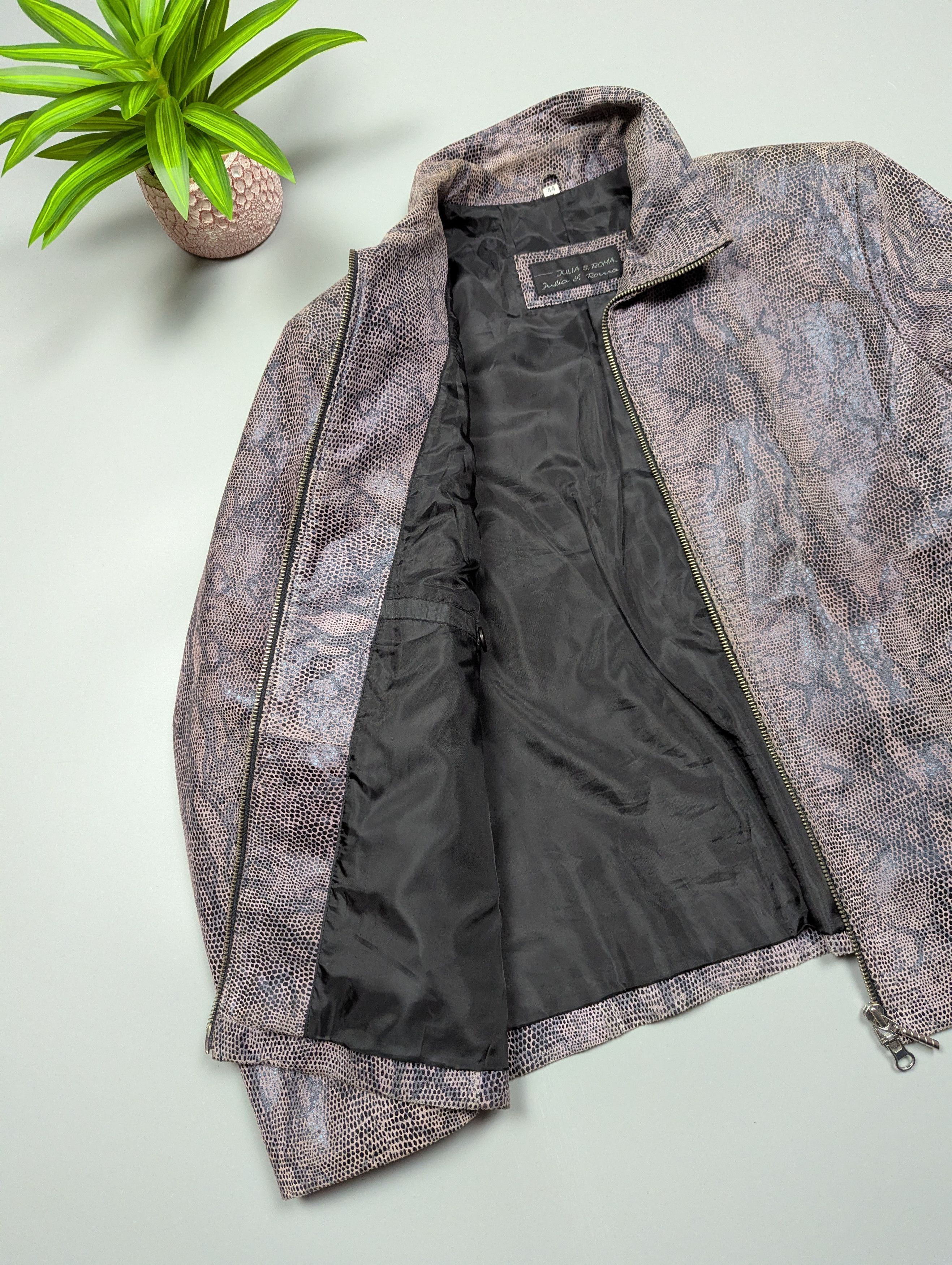 Genuine Leather Julia S Roma Vintage Snake Print Leather Jacket Women’s M/L Size L / US 10 / IT 46 - 6 Thumbnail