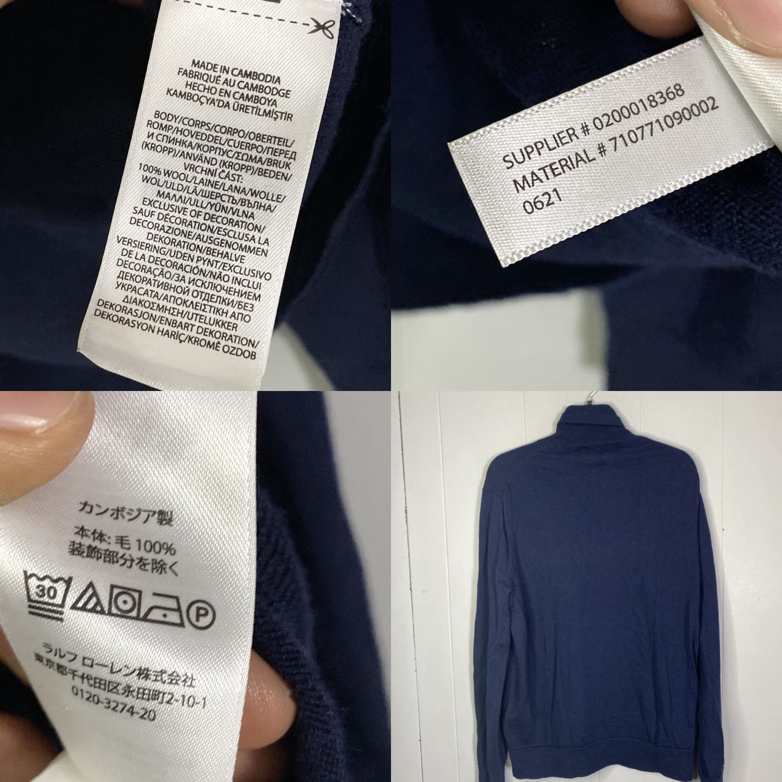 Polo Ralph Lauren VINTAGE Polo Ralph Lauren Sweater Shirt Mens L Navy Wool Merino Turtleneck Pullover 90s Logo Size US L / EU 52-54 / 3 - 8 Thumbnail