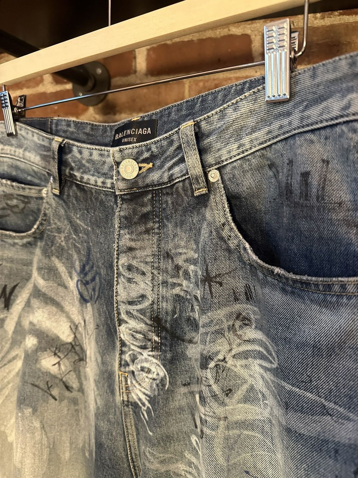 Balenciaga SS/23 Runway Mud Show Graffiti Denim (Left Hand) Size US 31 - 7 Thumbnail