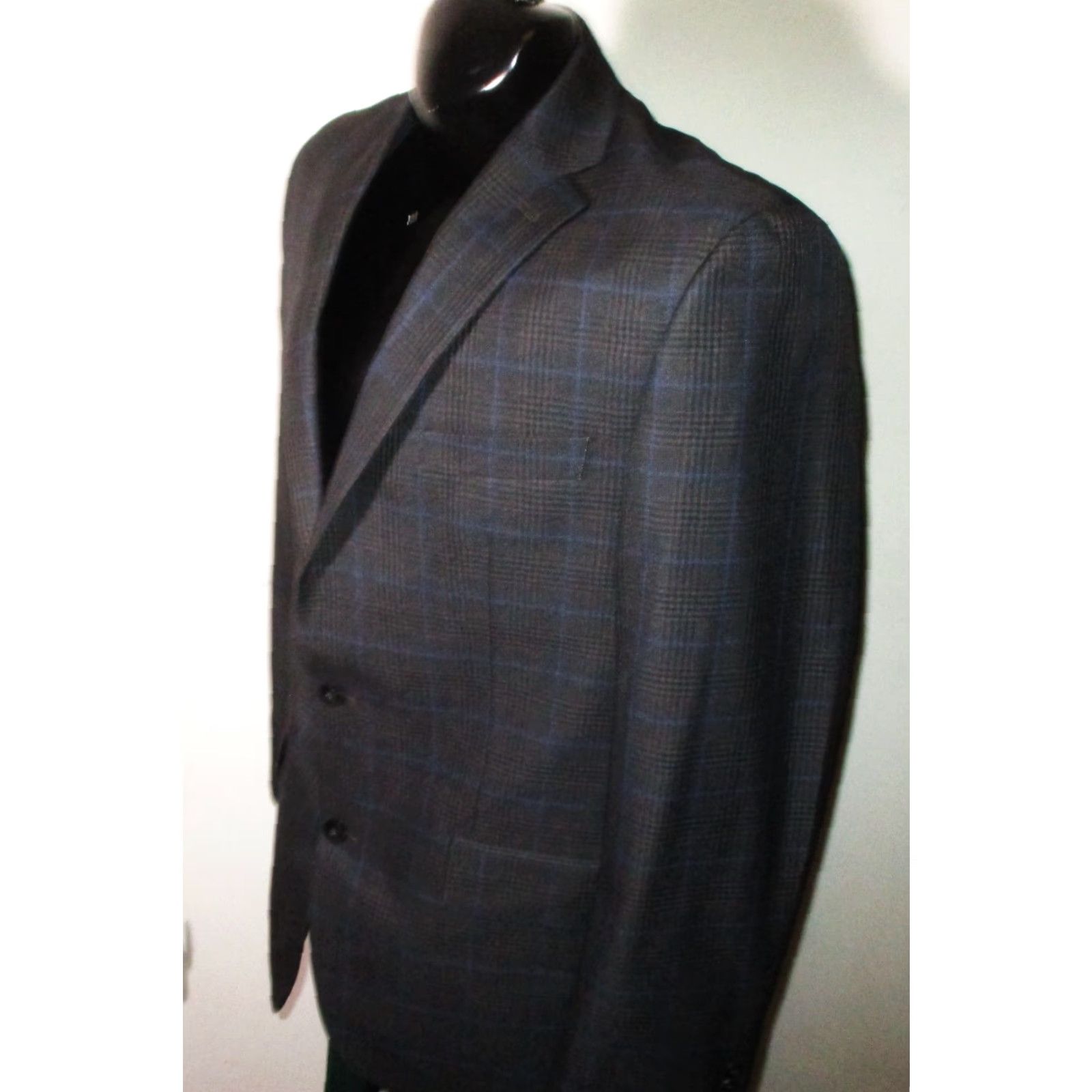 Michael Kors MICHAEL KORS Gray Blazer Jacket Mens 42 Long NWOT One Piece Coat Coat Blazer Jacket Mens Gray Blue Check 42 Long 2 Button Front 4 Button Cuffs Size 42R - 3 Thumbnail