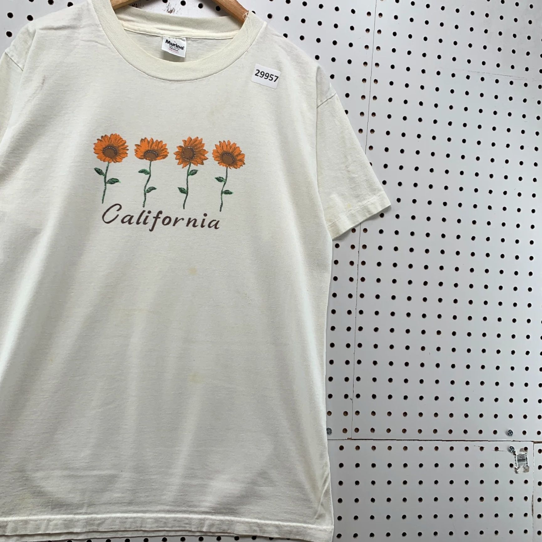 Sunflower Vintage 90s California Sunflower Shirt Mens Large White Single Stitch USA 21x29 Murina T-Shirt Size US L / EU 52-54 / 3 - 4 Thumbnail