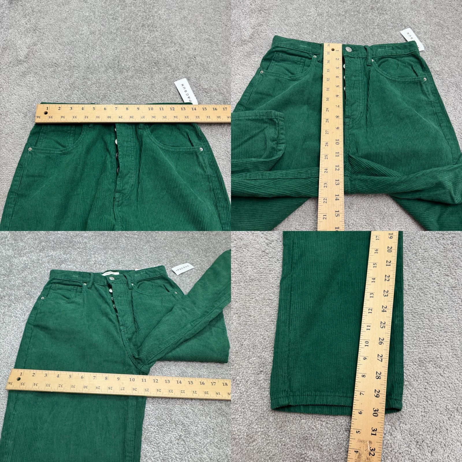 Pacsun PacSun Button Fly High Rise Corduroy Pants Womens 27 Green Straight NWT Casual Vintage 90s Style Womens Cardigan? Size 27" / US 4 / IT 40 - 10 Thumbnail