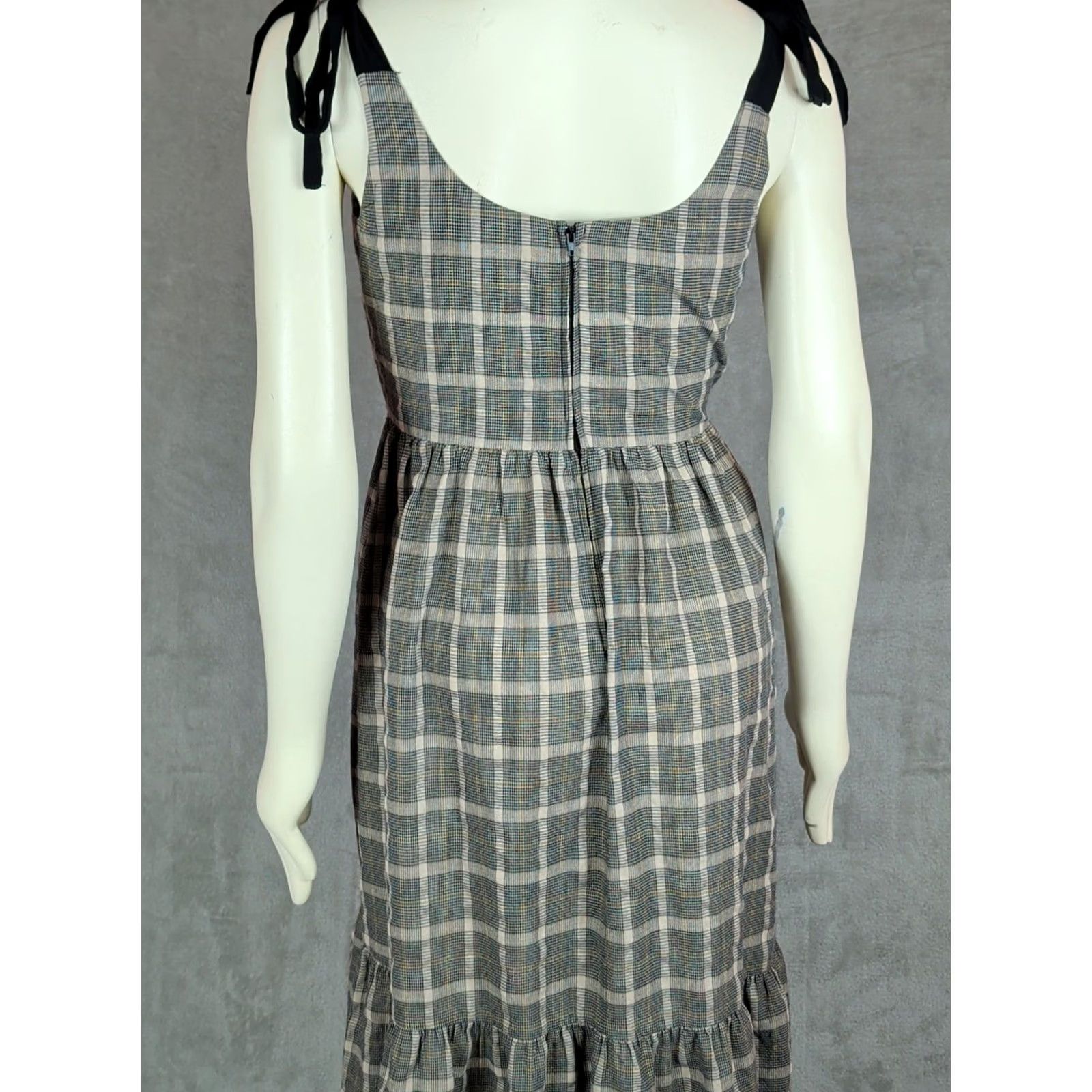 Vintage VINTAGE Womens City Triangles Midi Dress Brown Plaid Basque Waist Zipper Square Neck Sleeveless Cottagecore Prairie 70s Womens Size L / US 10 / IT 46 - 5 Thumbnail