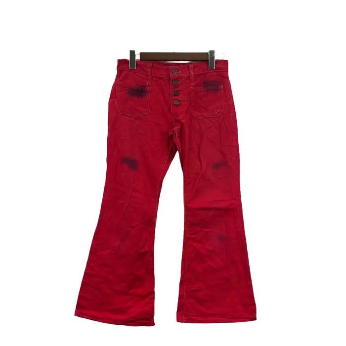 Johnbull Vintage JOHN BULL JAPANESE Denim Distress Red Boot Cut Jeans Size 32" / US 10 / IT 46 - 1 Thumbnail