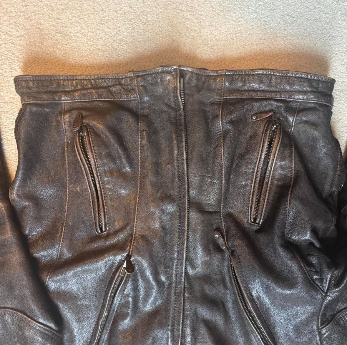 Vintage Vintage Brown Leather Moto Jacket Motorcycle Size US XL / EU 56 / 4 - 6 Thumbnail