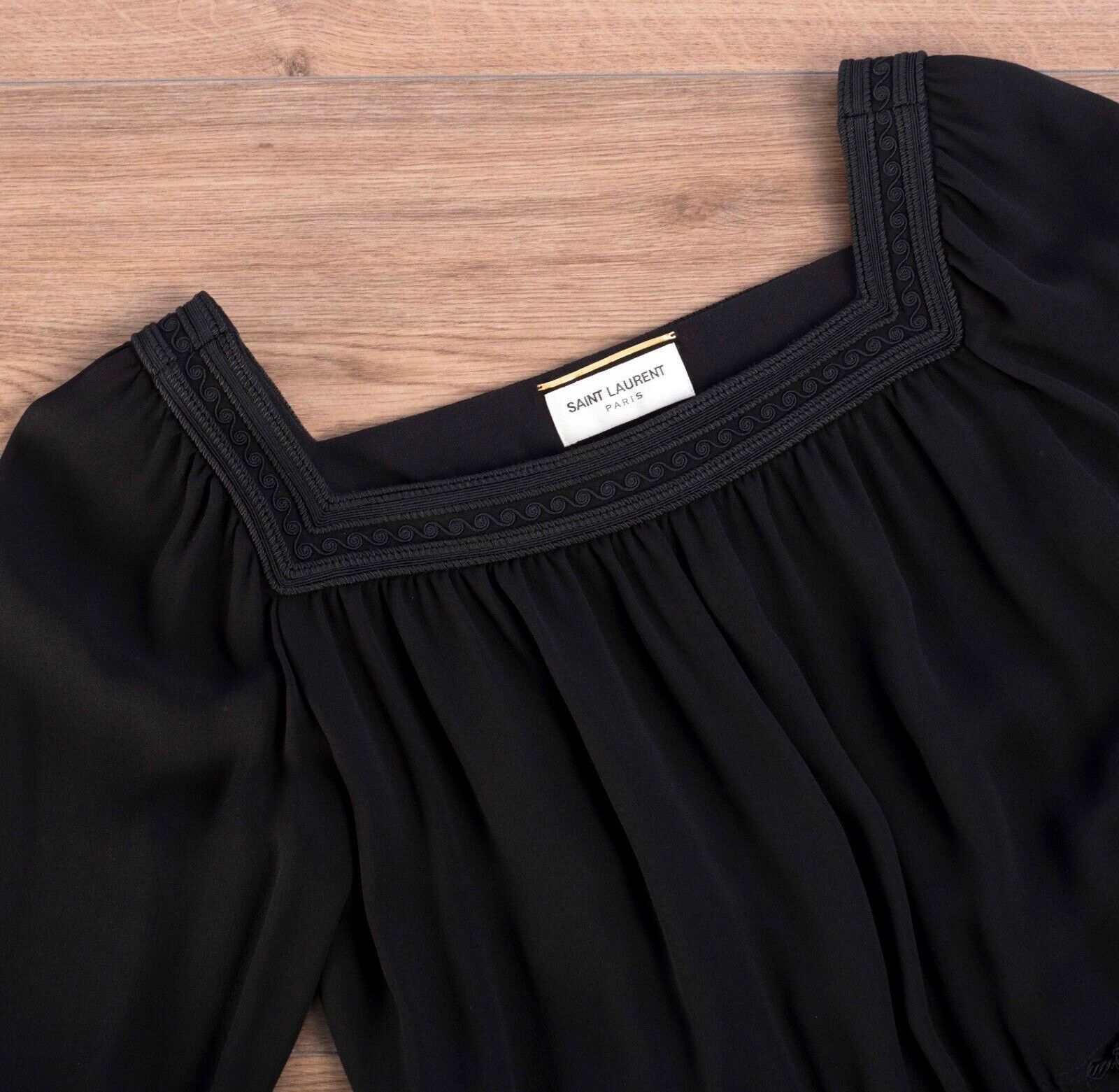 Saint Laurent Paris SAINT LAURENT 3690$ Embroidered Dress In Black Silk Crepe Size S / US 4 / IT 40 - 5 Thumbnail