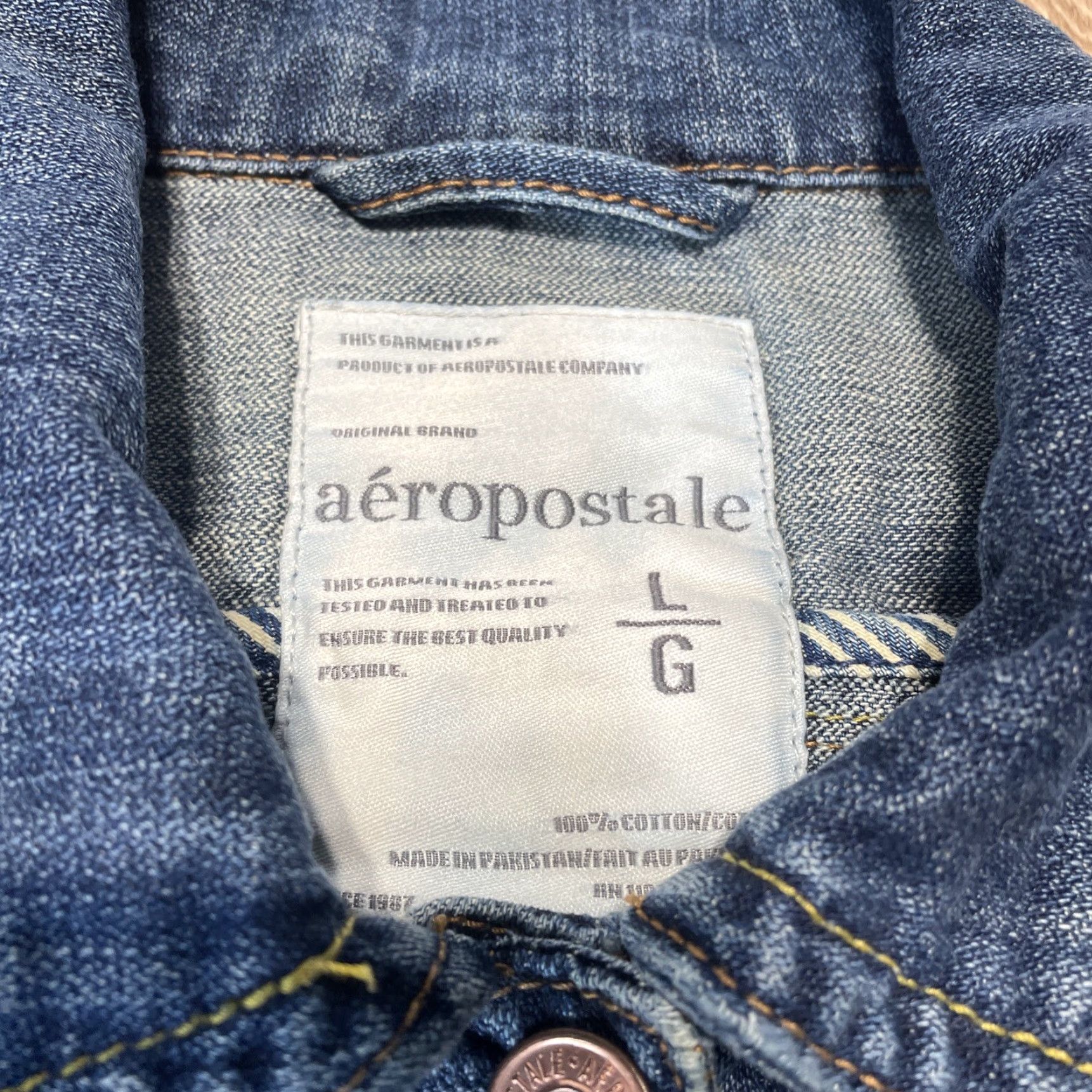 Vintage VINTAGE Aéropostale Denim Blue Jean Jacket Women Large Trucker Biker 90s Classic Size 36" / US 14 / IT 50 - 2 Thumbnail