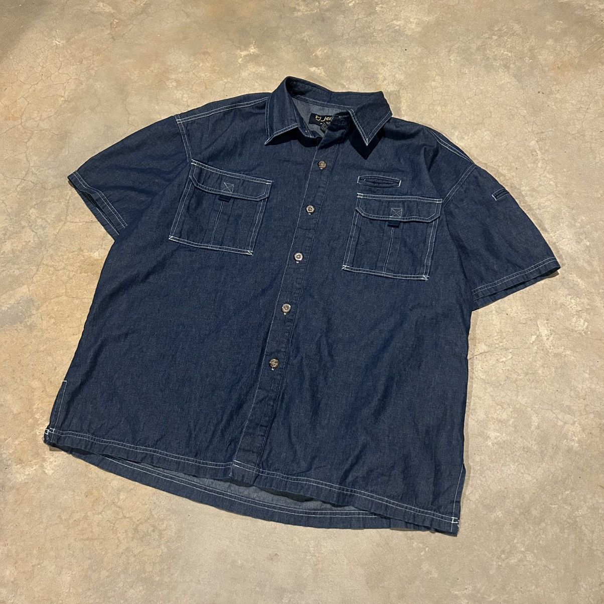 Southpole × Vintage Vintage 2000s PJ Jeans Stash Pocket Denim Button Up Shirt Size US XL / EU 56 / 4 - 2 Thumbnail
