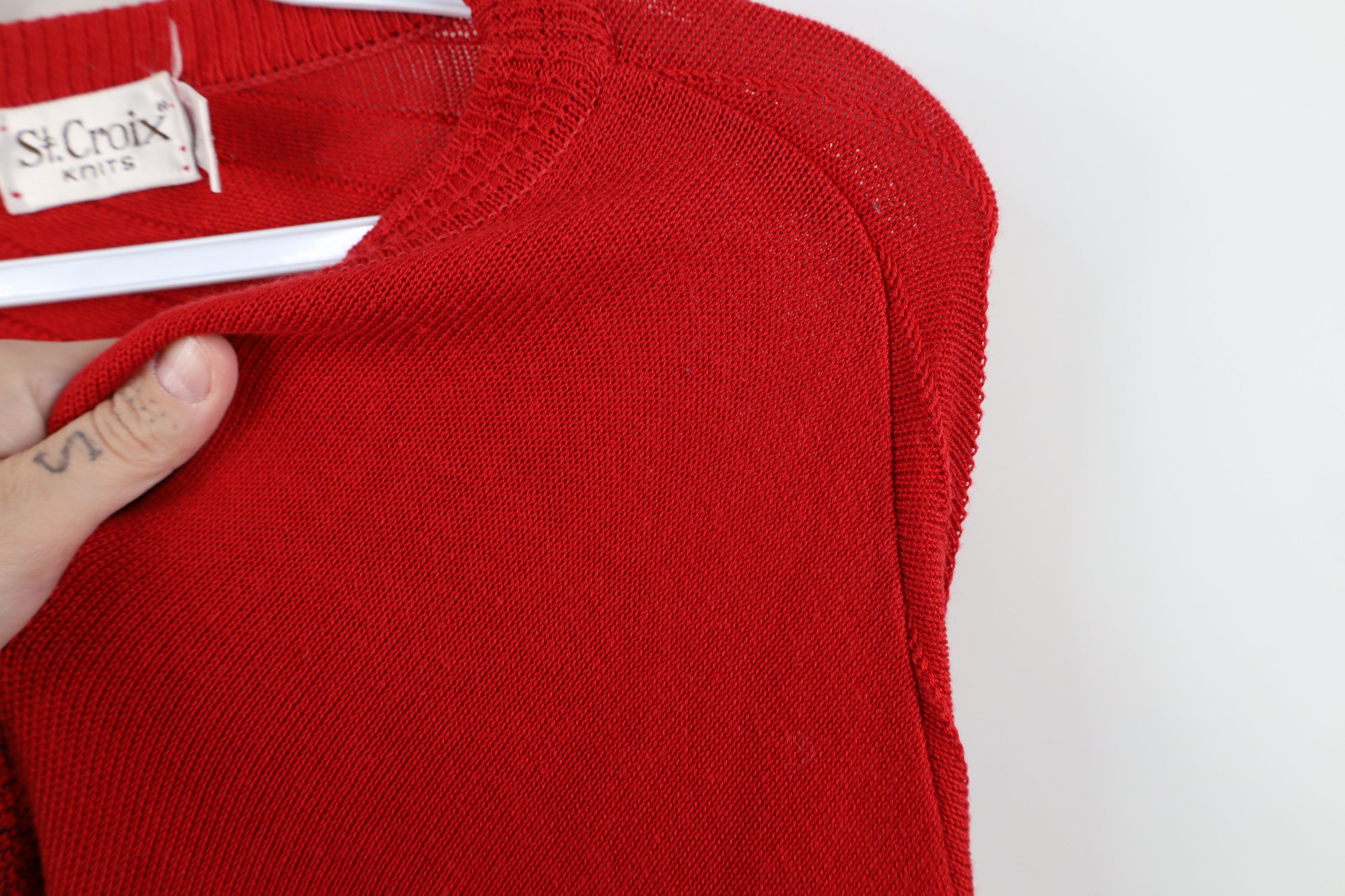 St. Croix Vintage 90s St Croix Knits Ribbed Knit Crewneck Sweater Red Size US XL / EU 56 / 4 - 6 Thumbnail