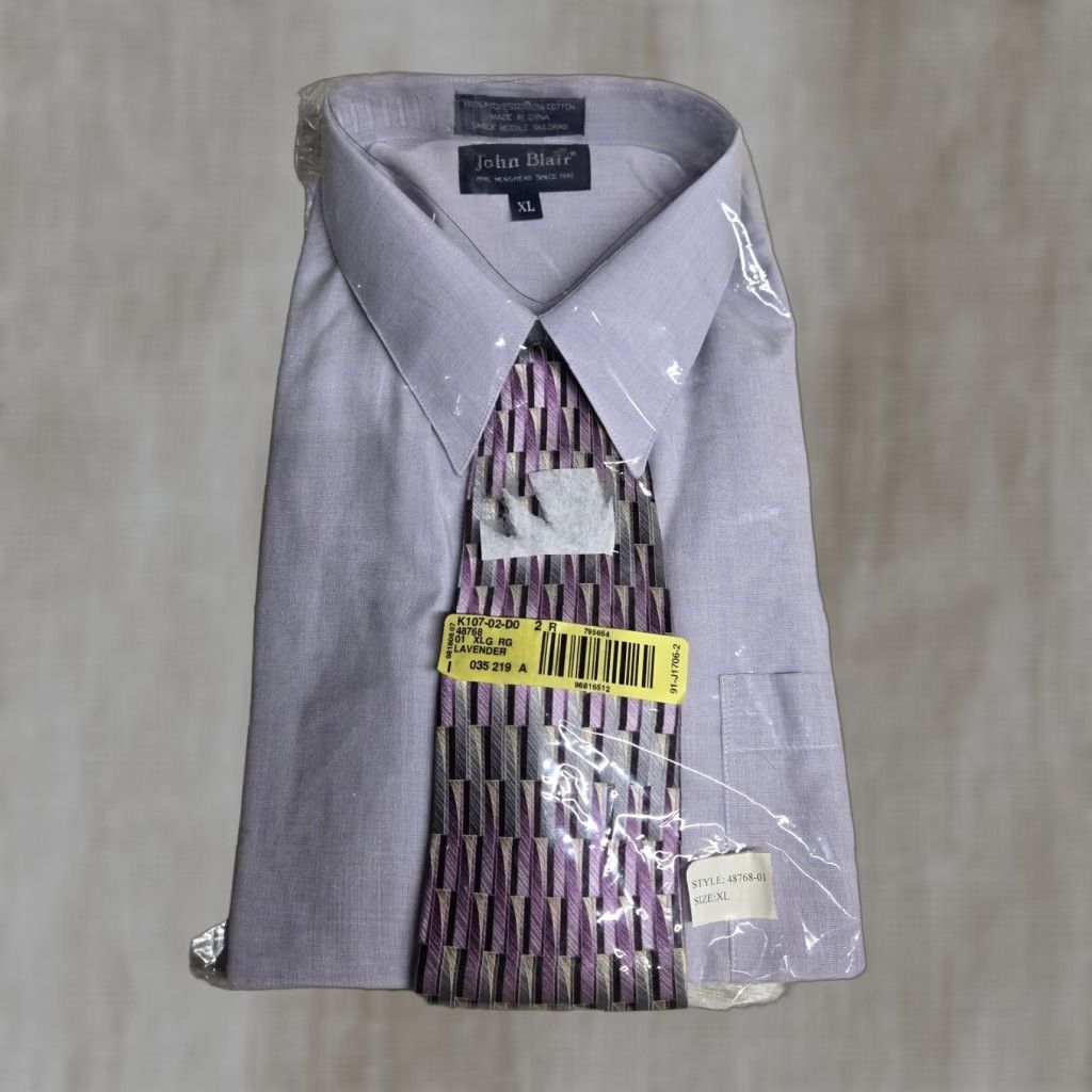 Blair Vintage John Blair Dress Shirt Long Sleeve Men's XL Purple Cotton Blend Collared Button-up Size US XL / EU 56 / 4 - 1 Thumbnail