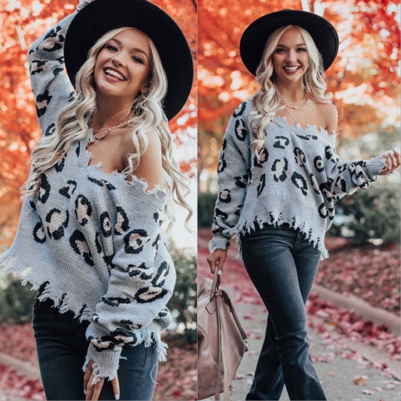 Nordstrom NEW MIRACLE Grey Distress Animal Fringe $85 Pullover Sweater Size M / US 6-8 / IT 42-44 - 16 Thumbnail