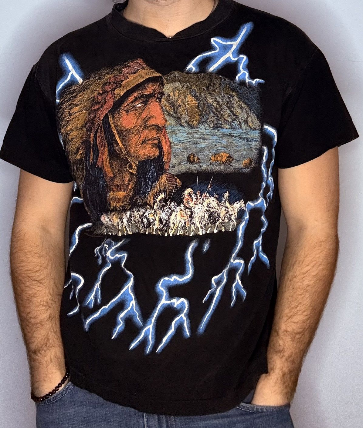 Native Vintage American Thunder AOP Lightning Native American Tee Size US M / EU 48-50 / 2 - 1 Thumbnail