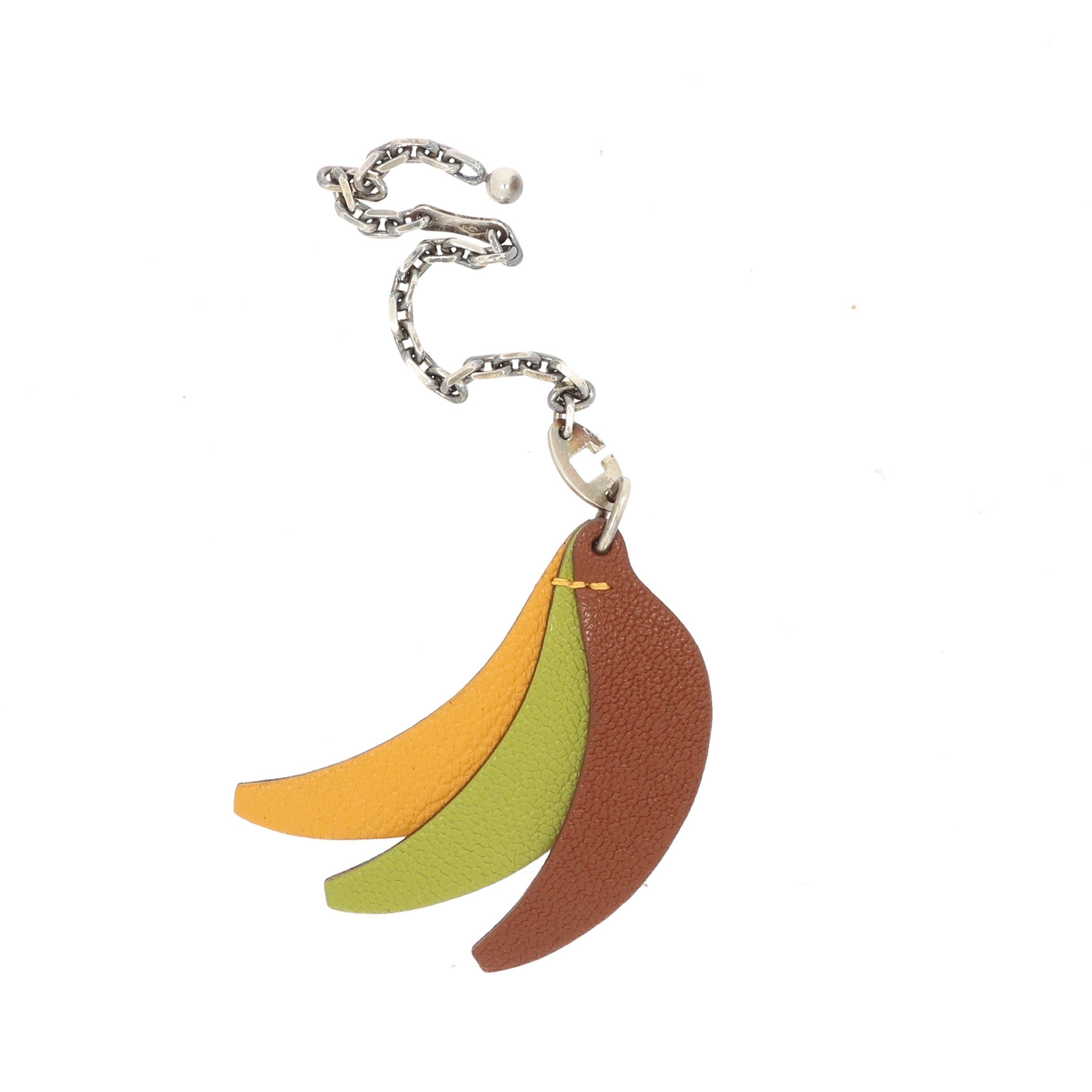 image of Hermes Keychain In Multicolor Leather in Black, Women's