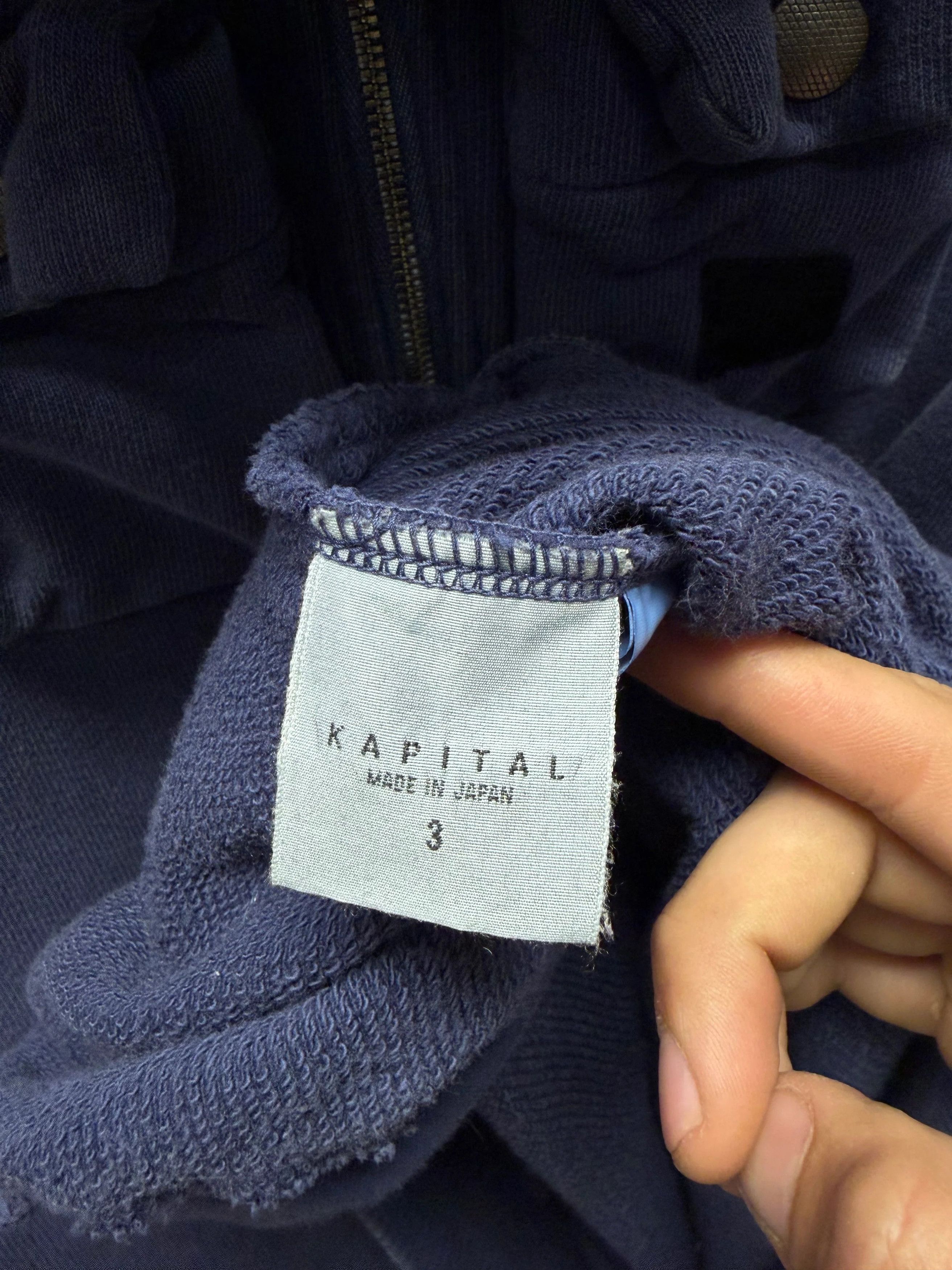 Kapital Kapital ‘Nickel 4’ Quarter Zip Dyed Blue Cargo Pocket Sweatshirt Size US L / EU 52-54 / 3 - 5 Thumbnail