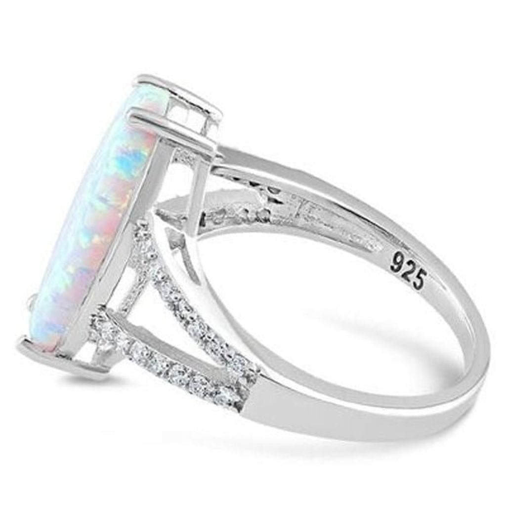 Other New Sterling Silver Marquise White Lab Opal Ring Size 7 Size ONE SIZE - 4 Thumbnail