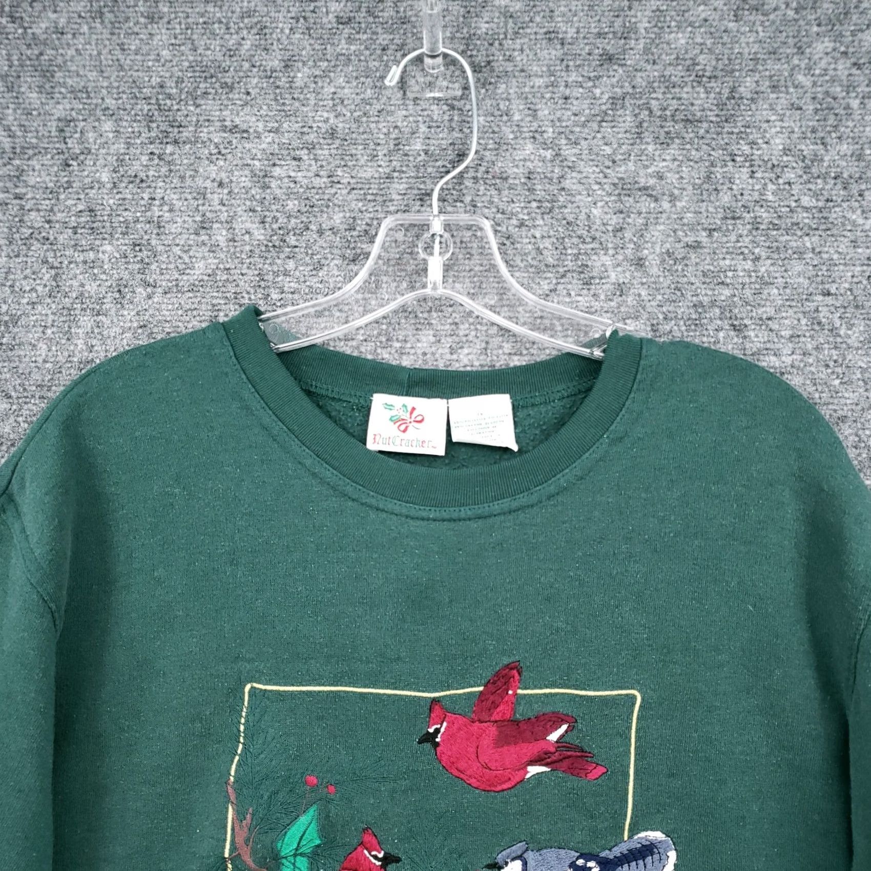 Vintage VINTAGE Nutcracker Sweatshirt Womens 1X Plus Green Embroidered Bird Fleece 90s Size XL / US 12-14 / IT 48-50 - 3 Thumbnail