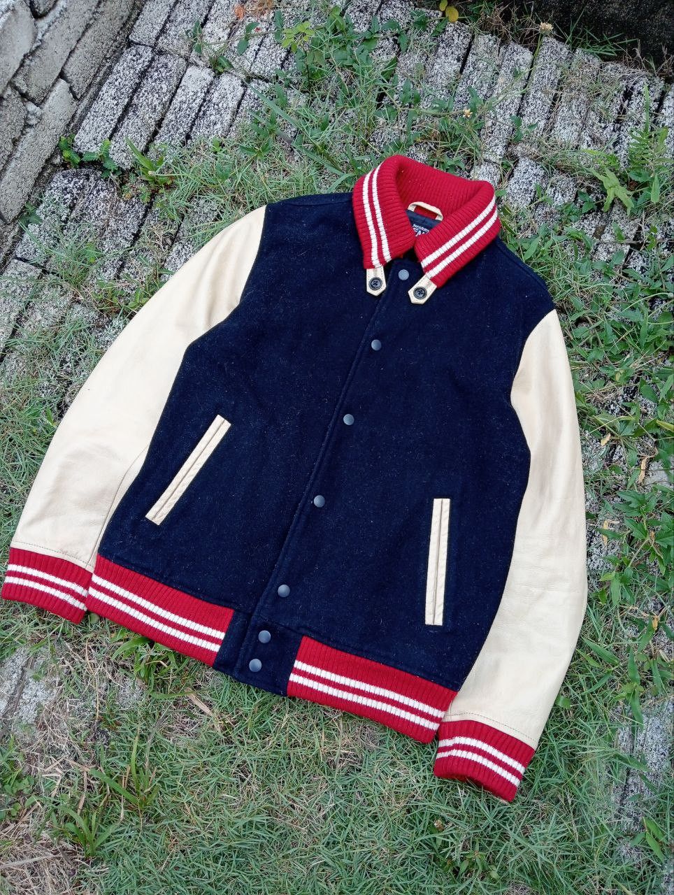 Beams Japan Beams Japanese Wool + Leather Varsity Jacket Size US L / EU 52-54 / 3 - 1 Thumbnail