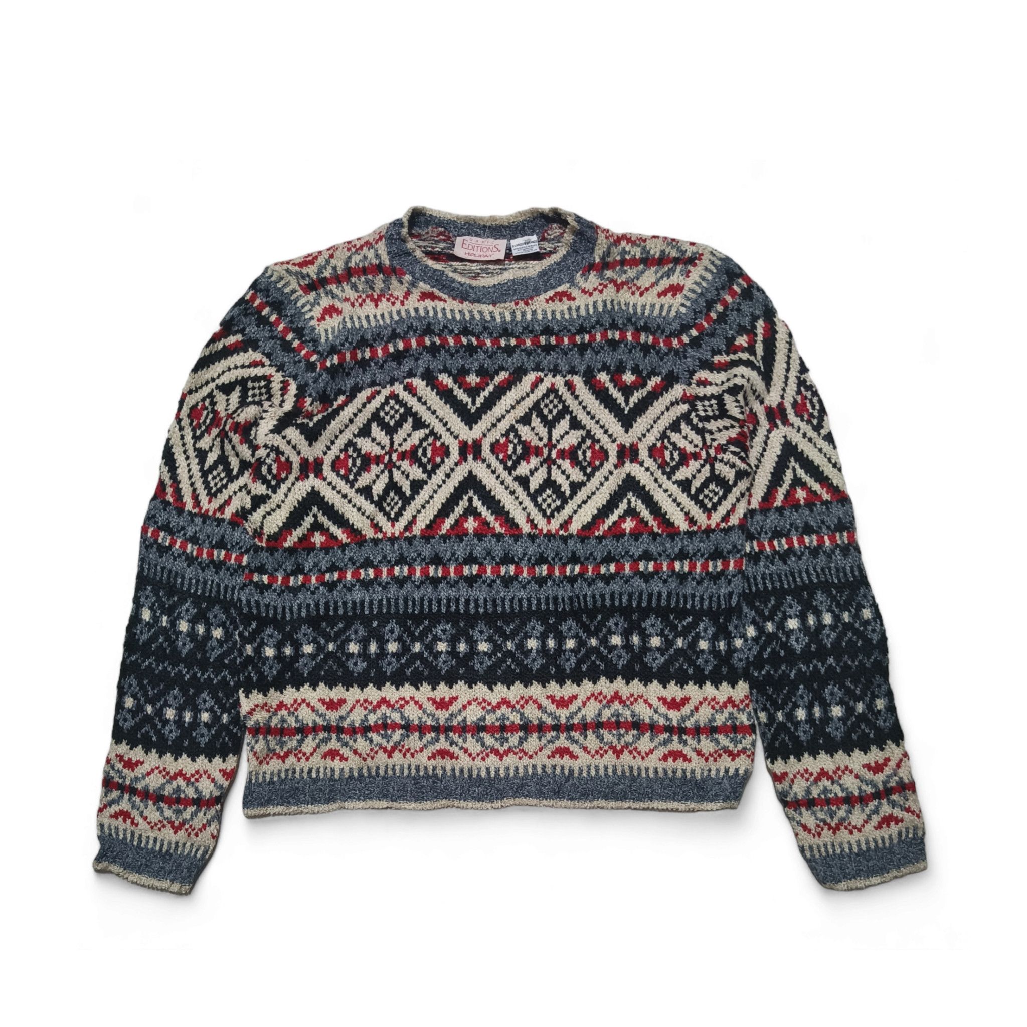 Basic Editions Vintage 80s BASIC EDITIONS Ethnic Pattern Knit Sweater Size XL / US 12-14 / IT 48-50 - 1 Thumbnail