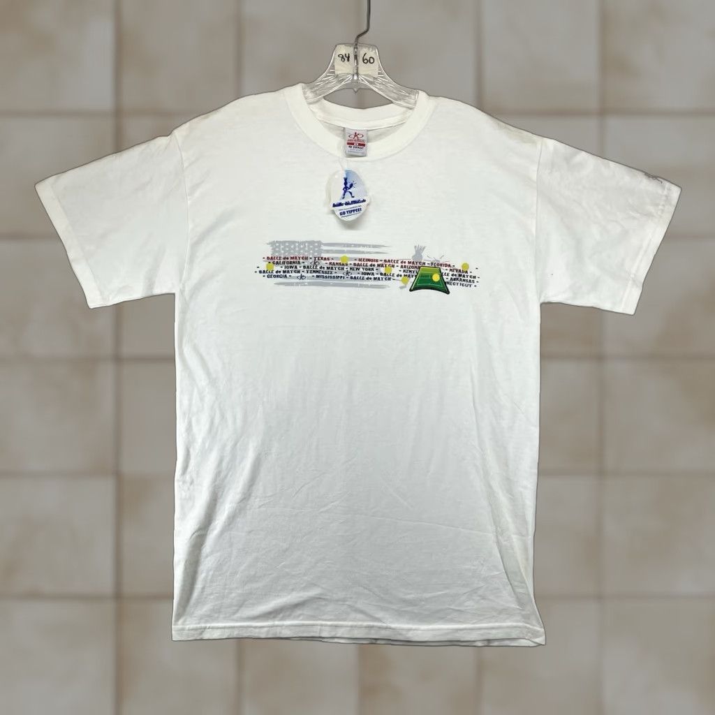 Vintage VINTAGE Balle de Match Tennis T-Shirt Medium Double-Sided 2004 Graphic Print White USA Mens Size US M / EU 48-50 / 2 - 1 Thumbnail