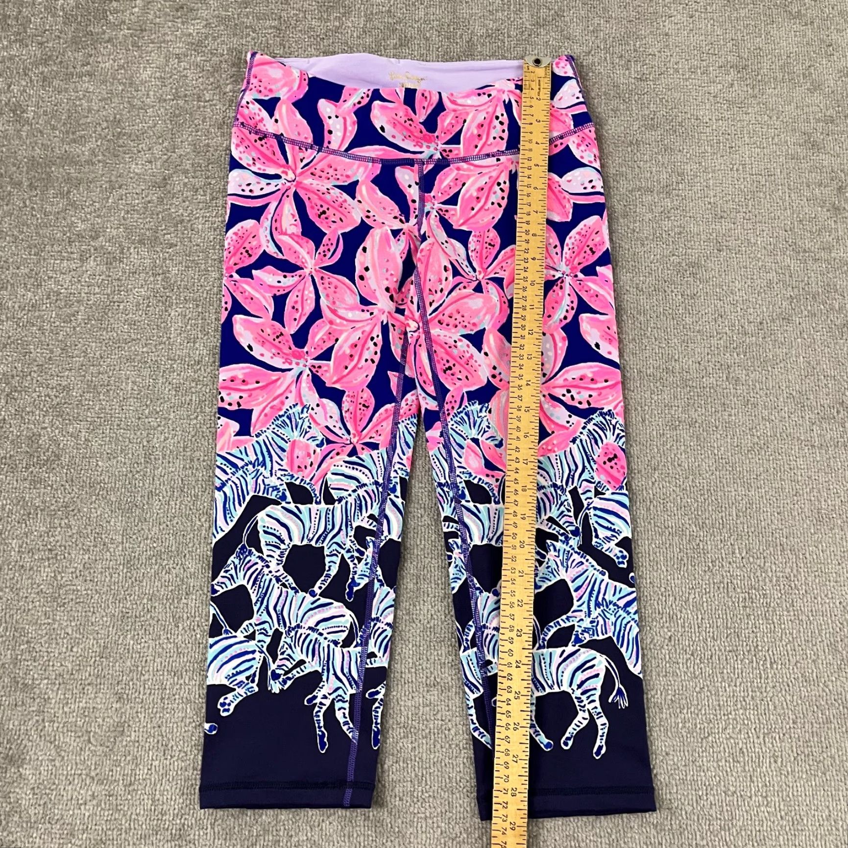Lilly Pulitzer VINTAGE Lilly Pulitzer Luxletic Pants Womens M Jolena Weekender Zebra Floral Purple Size 32" / US 10 / IT 46 - 7 Thumbnail