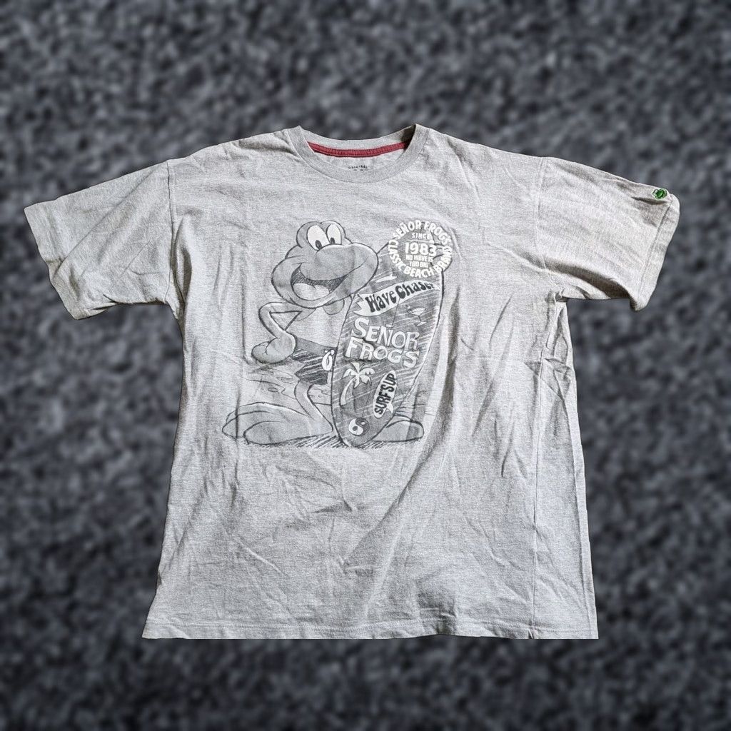 Vintage SENOR FROGS T-Shirt Mens L Shirt Crew Neck Gray Cotton Surfs Up Mazatlan Mexico Travel Souvenir Wave Rider Size US L / EU 52-54 / 3 - 1 Thumbnail