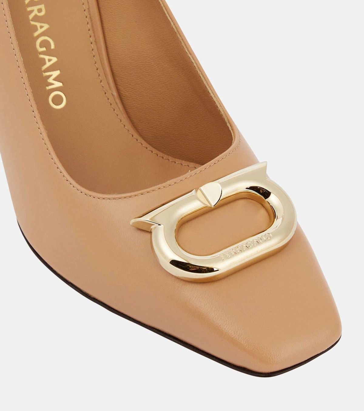 Salvatore Ferragamo o1y0426 Geometric Heel Pumps in Beige Size US 4.5 / IT 34.5 - 4 Thumbnail
