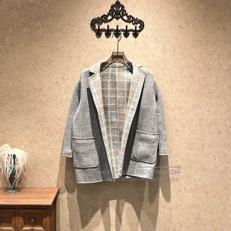 Loro Piana Loro Piana Gray Checkered Dual-Sided Cashmere Overcoat Size XS / US 0-2 / IT 36-38 - 1 Thumbnail