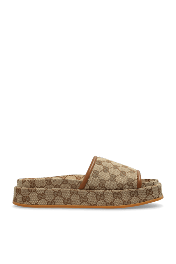 Gucci oc11z0126 Women's GG Platform Sandals in Beige Size US 7.5 / IT 37.5 - 1 Thumbnail