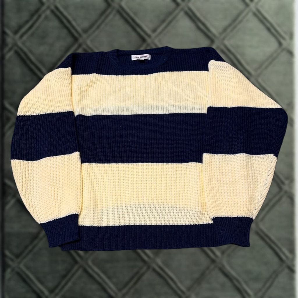 Vintage VINTAGE Richards Sweater Shirt XL Navy White Stripe Pullover Chunky-Knit Acrylic Women Size XL / US 12-14 / IT 48-50 - 1 Thumbnail