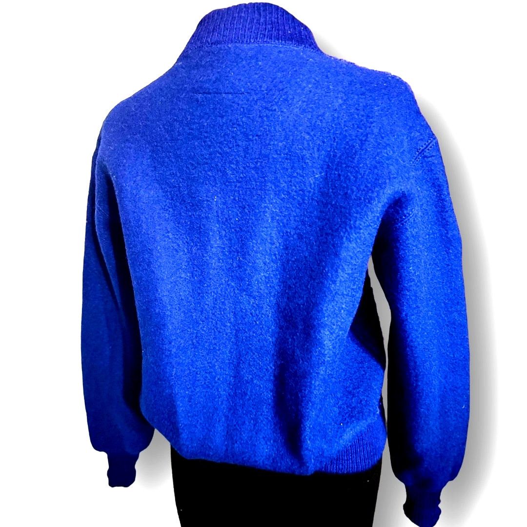 Vintage Vtg. Highlander Astrakhan Wool Zipped Blue Bomber Jacket Size S / US 4 / IT 40 - 3 Thumbnail
