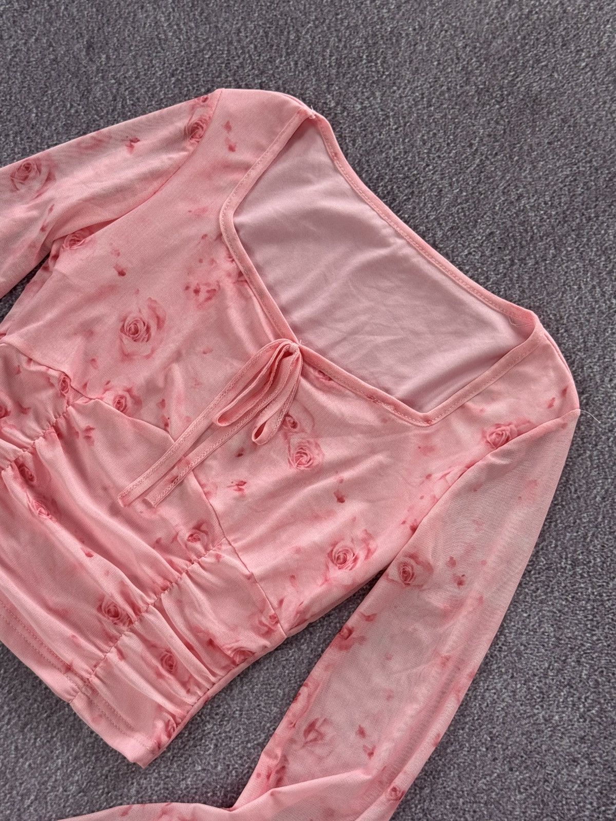 Japanese Brand Y2K Japanese Vibe Glam Roses Print Mesh Long Sleeve Size M / US 6-8 / IT 42-44 - 6 Thumbnail