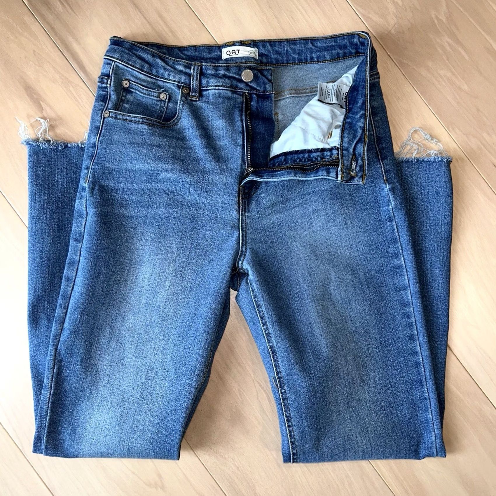 Vintage Oat New York High Rise Denim Blue Jean Ankle Fray Women’s 29 Size 29" - 3 Thumbnail