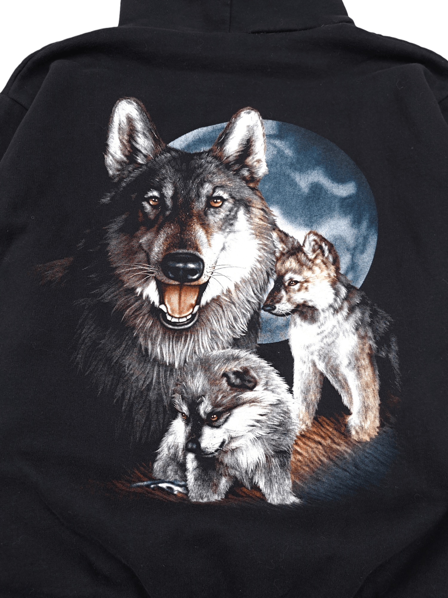 Vintage 💎 90's Vintage Animal Wolves Black Hoodie Sweatshirt Size L Size US L / EU 52-54 / 3 - 4 Thumbnail