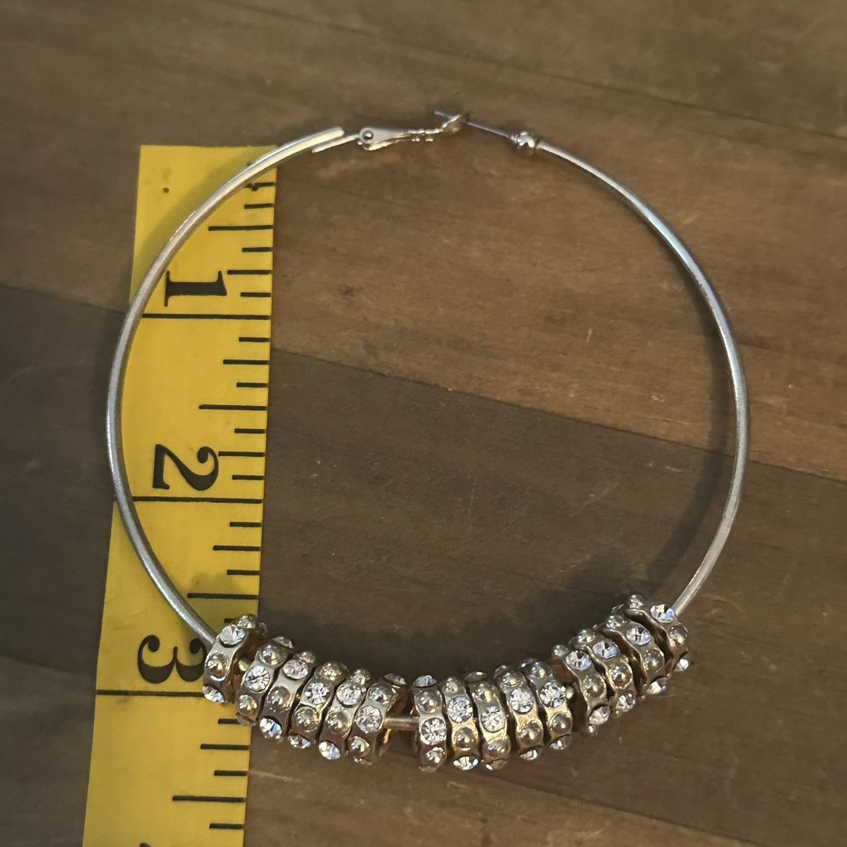 Other Jumbo gold tone rhinestone disc charms hoop earrings Size ONE SIZE - 4 Thumbnail