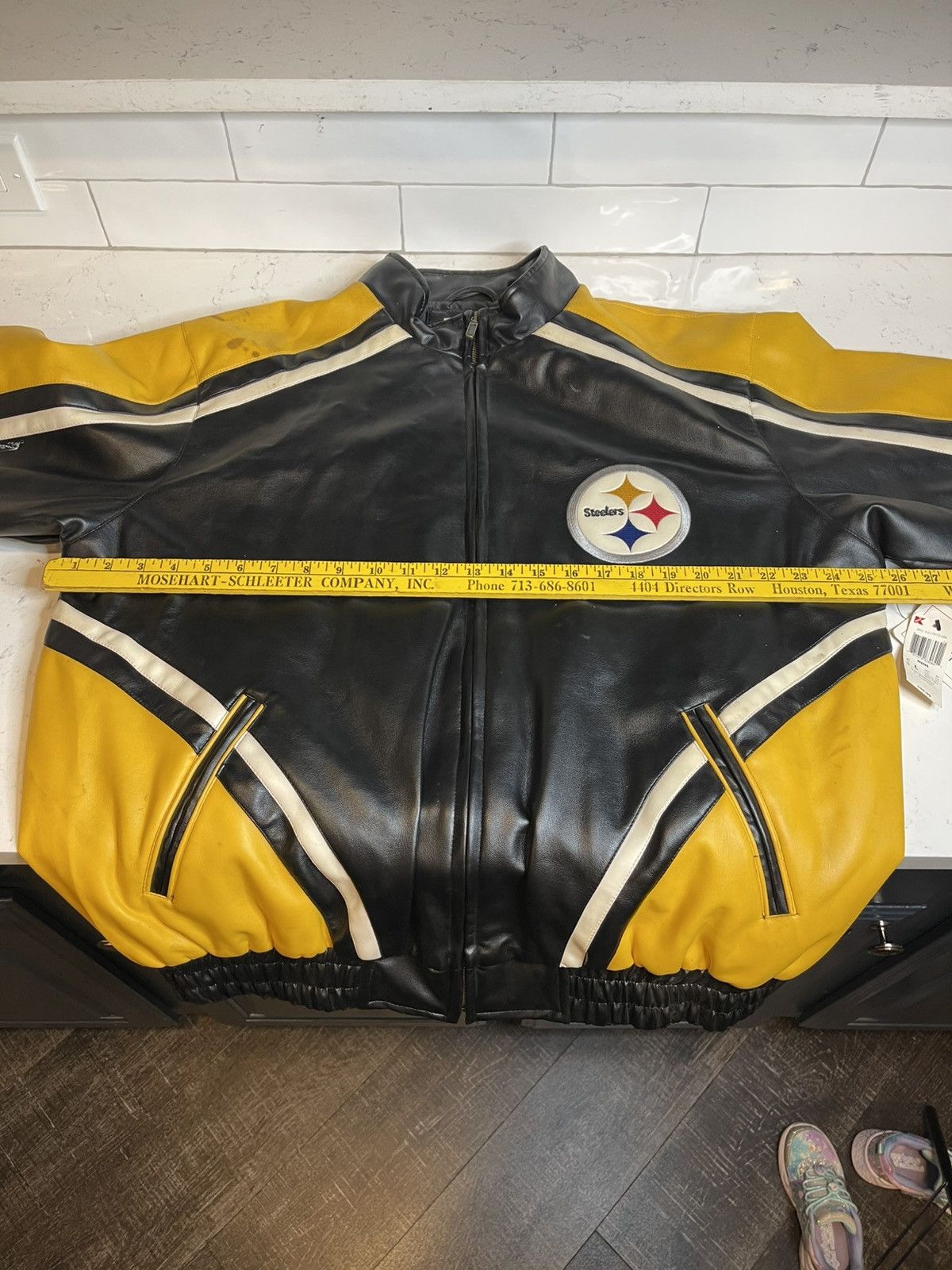 NFL Vtg Pittsburgh Steelers Faux Leather GIII Jacket NWT *FLAW Size US L / EU 52-54 / 3 - 5 Thumbnail