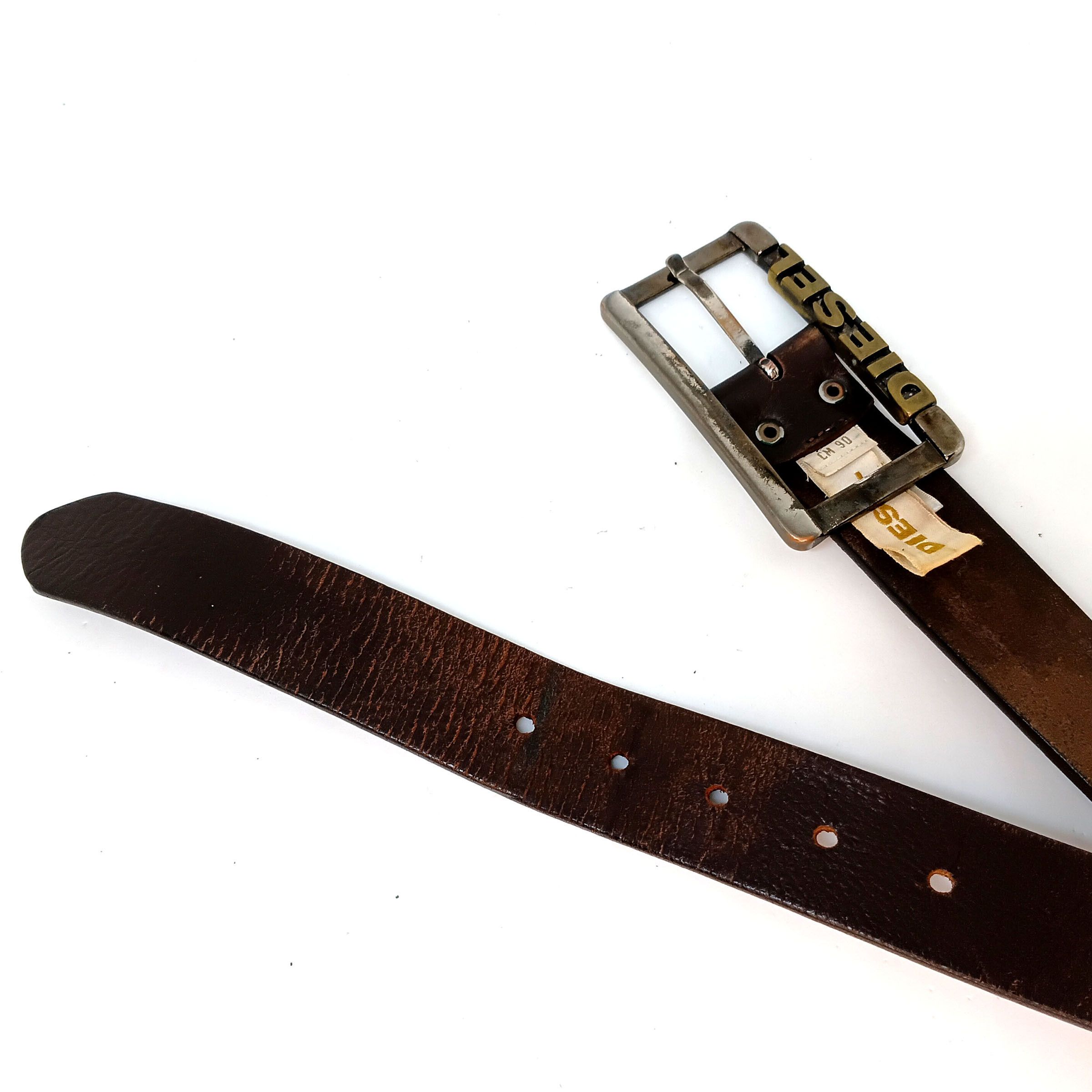 Diesel Diesel Brown Leather Belt with Large Buckle Size 36 - 10 Thumbnail