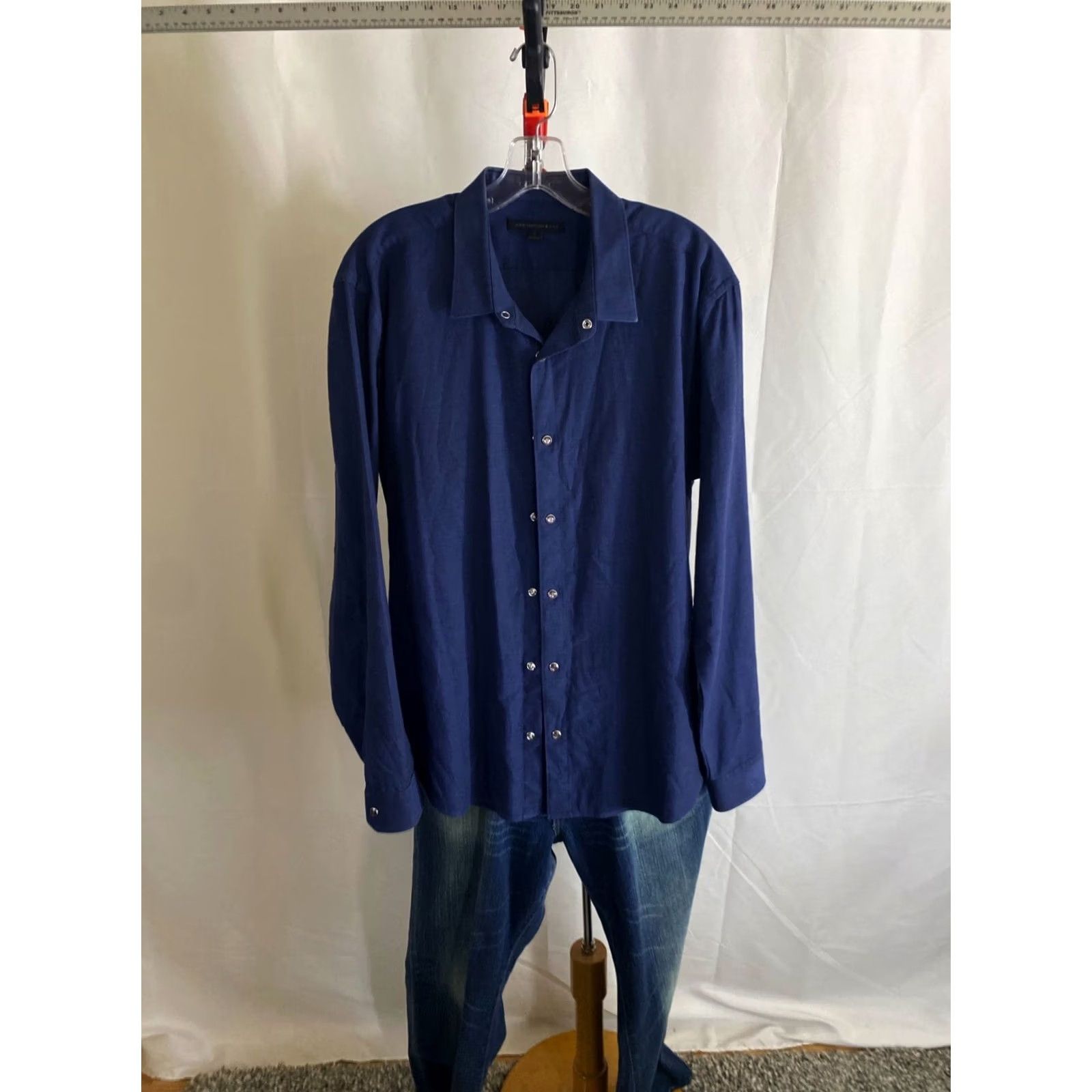 John Varvatos John Varvatos Shirt Long Sleeve Button-Up Mens Large L Blue Pearl Snap SHIRT Size US L / EU 52-54 / 3 - 4 Thumbnail